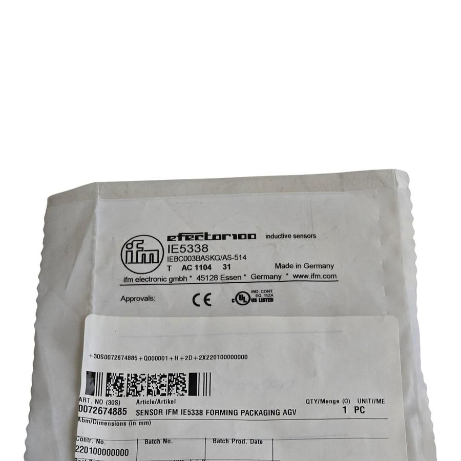 IFM Efector 100 IE5338 Inductive Proximity Sensor M8 IEBC003BASKG/AS-514 NSFS