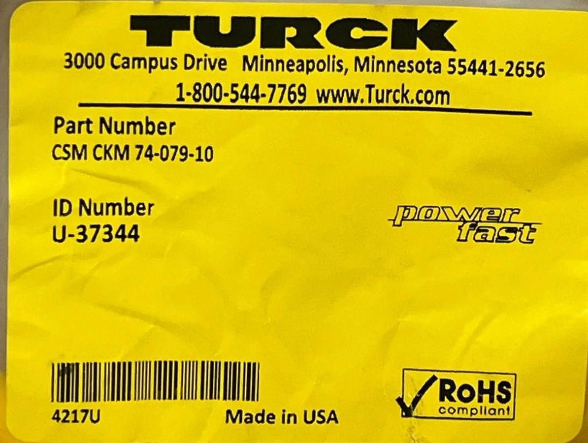 Used Turck CSM CKM 74-079-10 Powerfast Extension Cordset 4-Pin 10m , NSFS