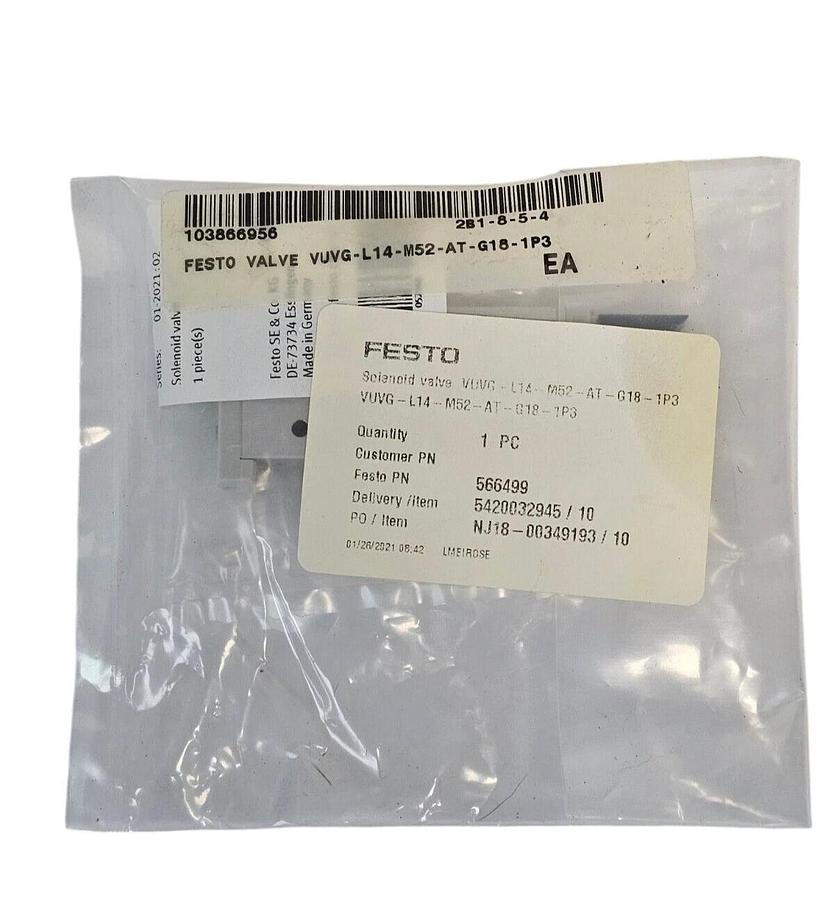 Used NEW FESTO VUVG-L14-M52-AT-G18-1P3 AIR SOLENOID VALVE 566499