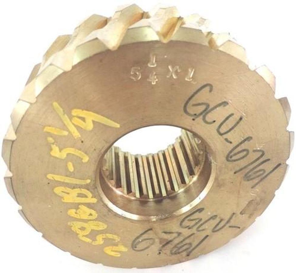 Used 5-1/4 X 1 BRASS WORM GEAR 258GB1-5-1/4, 21 TOOTH 1-1/2" I.D, 4" O.D, GCU-6761