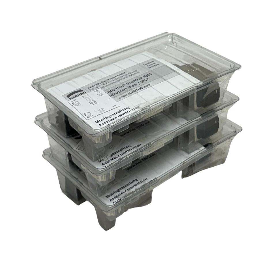 Used 3 HARTING 09352210401 Han PushPull RJ45 CONNECTORS OEM IP65 / IP67 NSMP