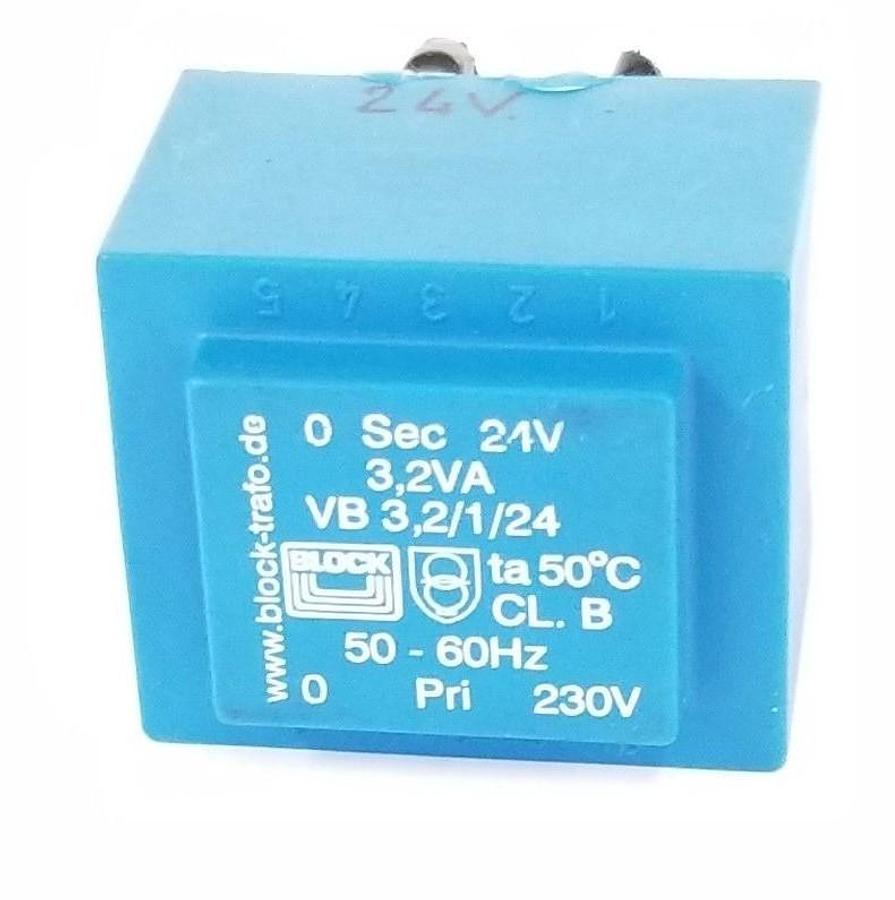 Used BLOCK TRAFO VB 3,2/1/24 SHORT CIRCUIT PROOF PCB TRANSFORMER 24V, VB 3,2/50