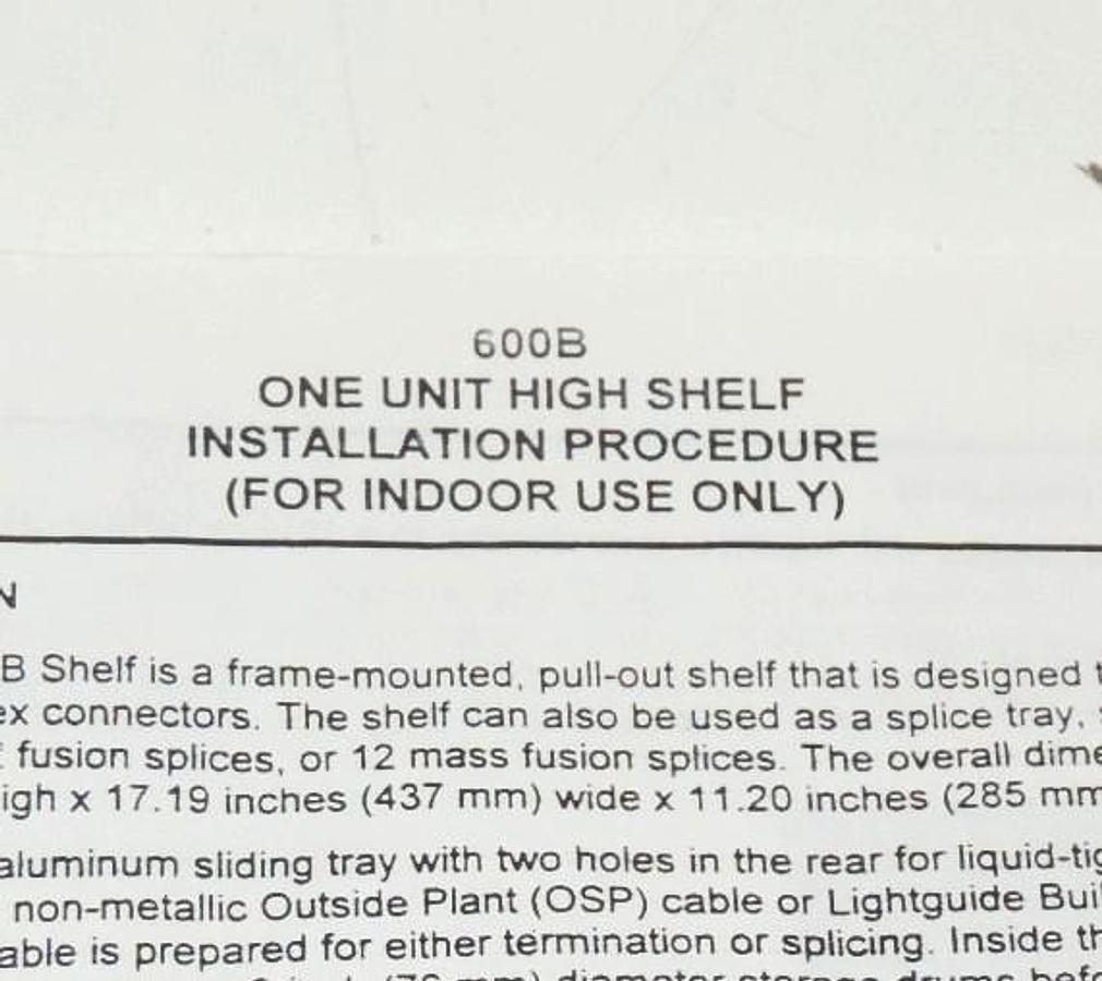 NEW AT&T 600B ONE UNIT HIGH FRAME MOUNTED PULL OUT SHELF KIT 600B1