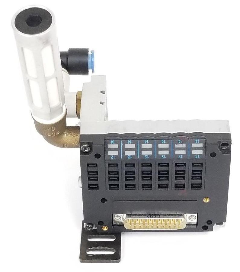 Used FESTO CPV10-GE-MP-6 VALVE BLOCK INTERFACE W/ 351 867, U-3/8B SILENCER