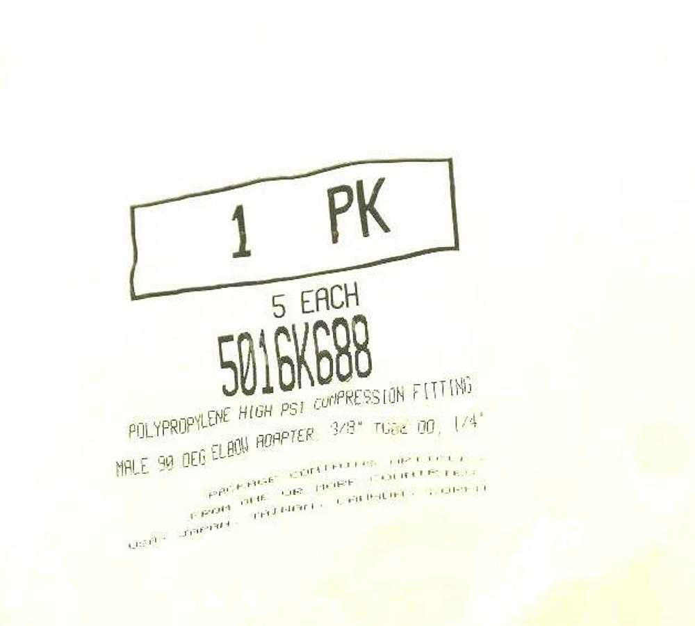 Used NEW BAG OF 5 POLYPROPYLENE 3/8" HIGH PSI COMPRESSION FITTING COUPLINGS 5016K688