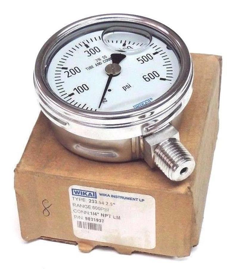 Used NIB WIKI TYPE: 233.54 2.5'' RANGE: 600PSI, P/N: 9831937, CONN: 1/4'' NPT LM