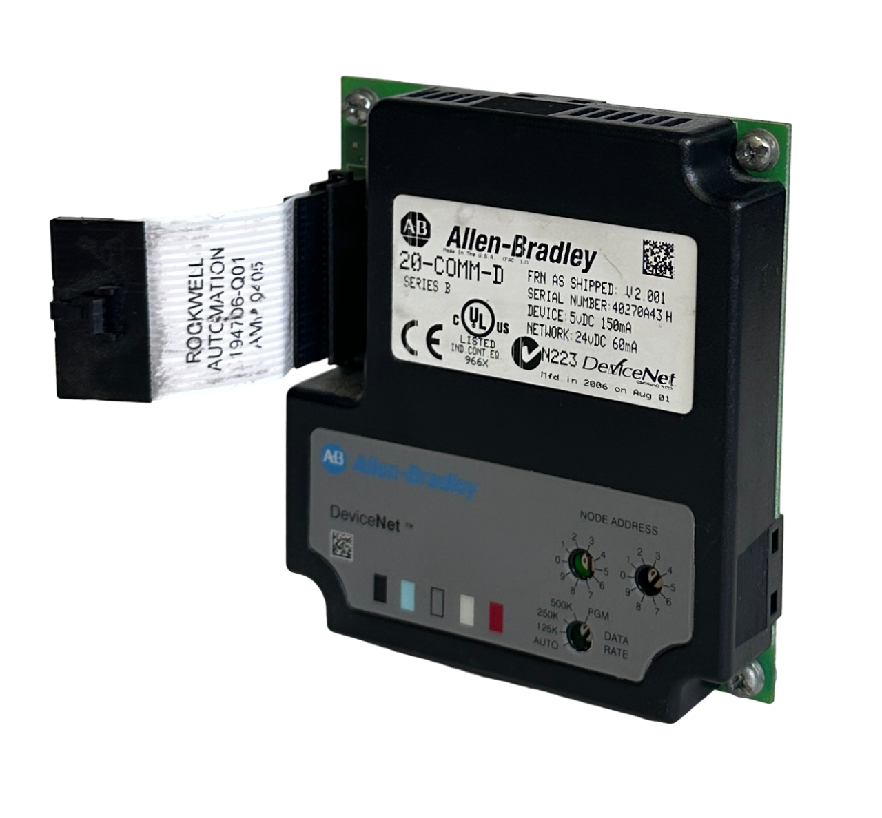 Used ALLEN BRADLEY 20-COMM-D /B PowerFlex DeviceNet ADAPTER 5vDC 150mA 20COMMD