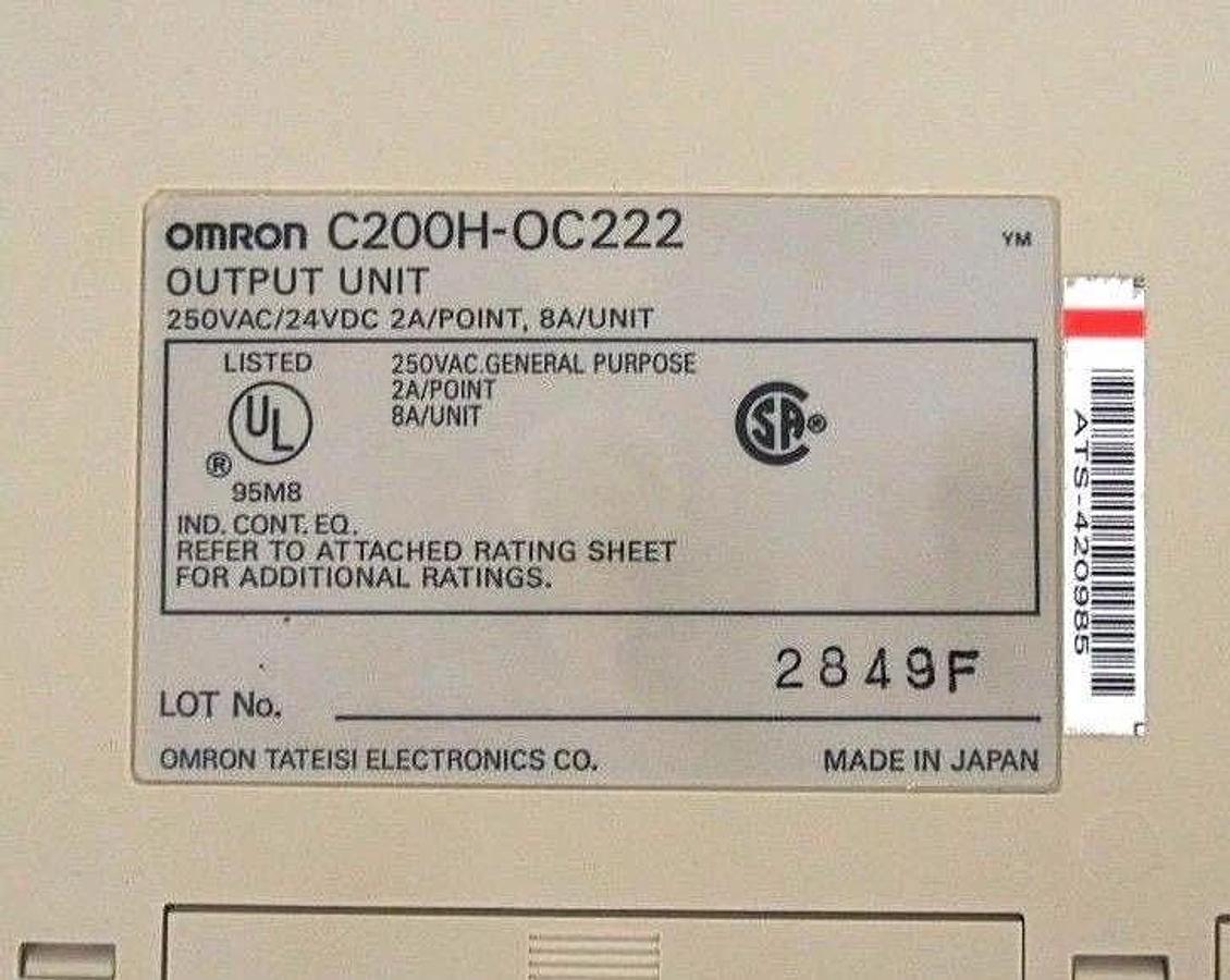 Refurbished REPAIRED OMRON C200H-OC222 OUTPUT MODULE UNIT 250VAC/24VDC, 2A/POINT, 8A/UNIT