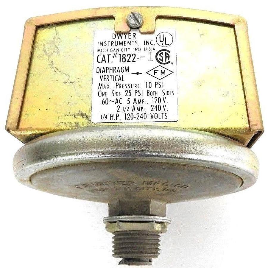 Used NEW DWYER INSTRUMENTS 1822-1 PRESSURE SWITCH 18221