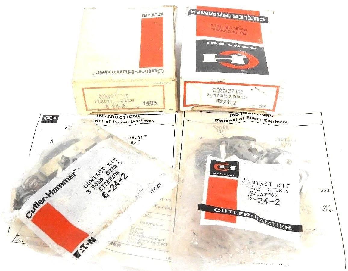 Used LOT OF 2 NIB CUTLER HAMMER 6-24-2 CONTACT KITS 3-POLE SIZE 2, 6242