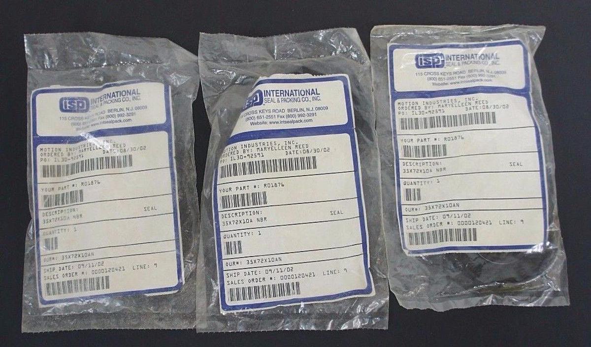 Used LOT OF 3 NEW ISP INTERNATIONAL 35X72X10 OIL SEALS 35X75X10A NBR