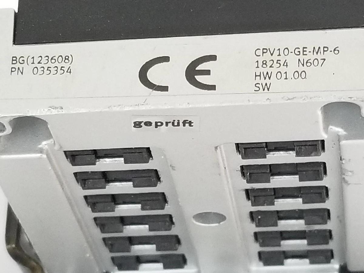 Used FESTO CPV10-GE-MP-6 VALVE BLOCK INTERFACE W/ 351 867, U-3/8B SILENCER