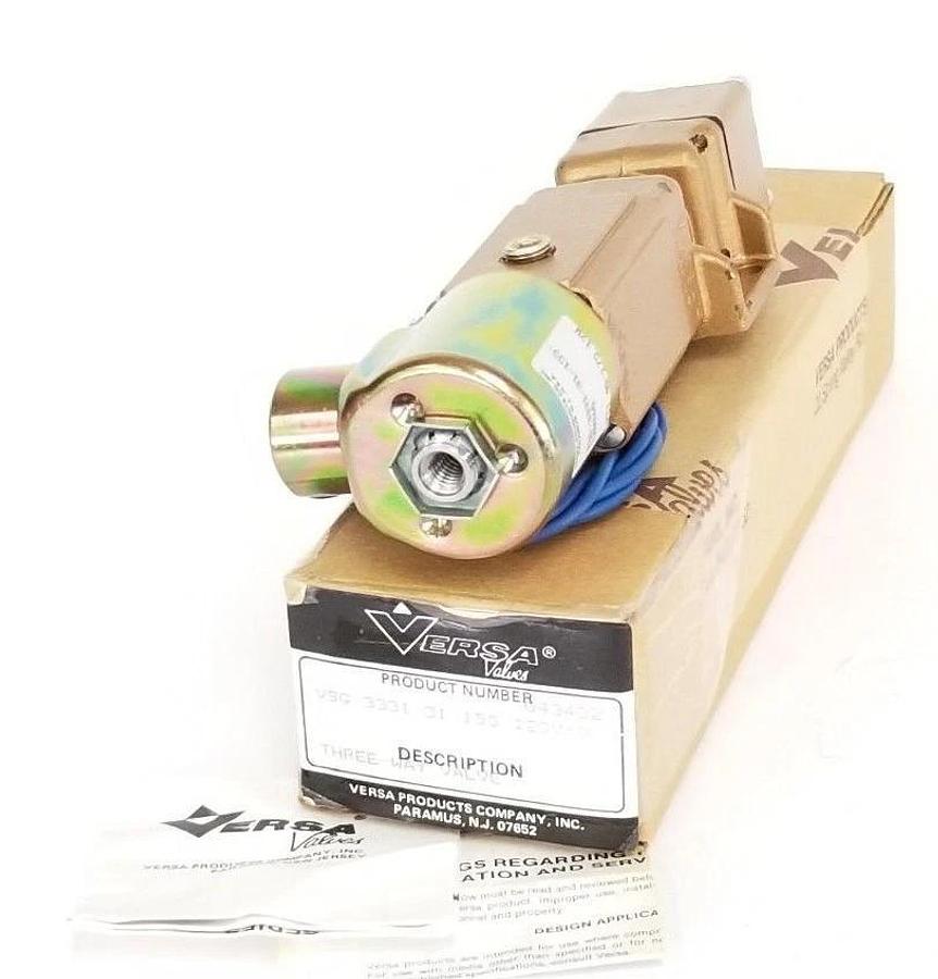 Used NIB VERSA VALVES VSG-3331-31-155-120V60 THREE-WAY VALVE 043432
