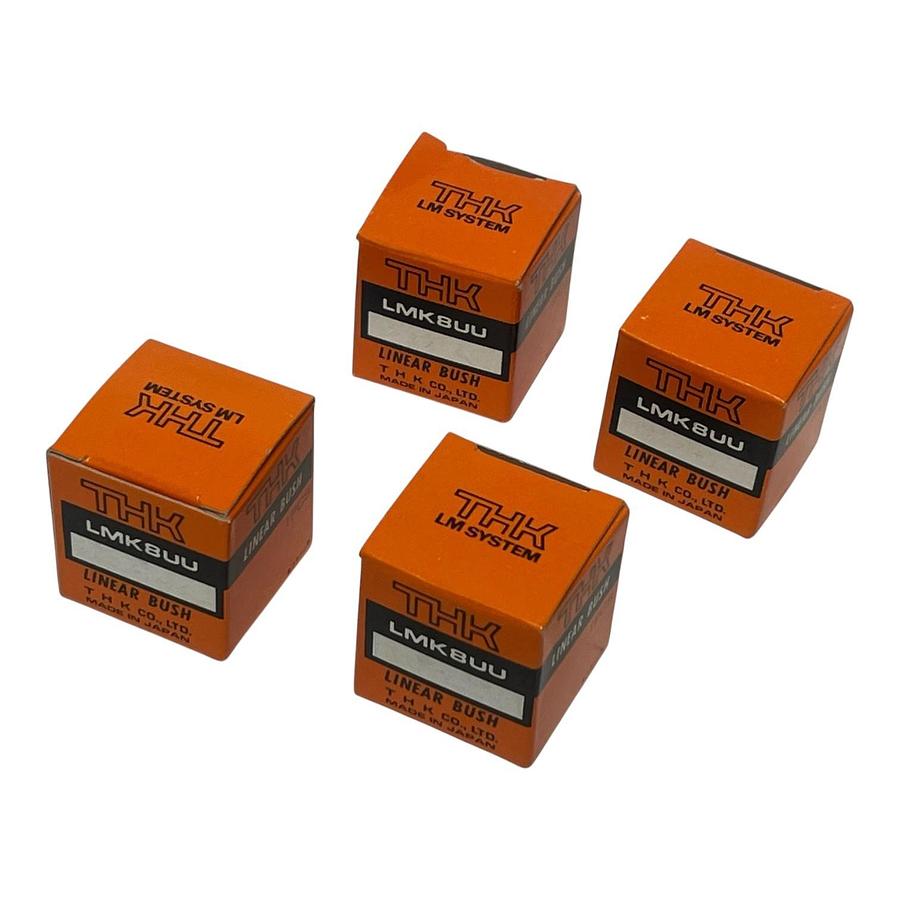 Used Lot of 4 THK LMK8UU Linear Bushings Square Flange 8mm ID New Surplus