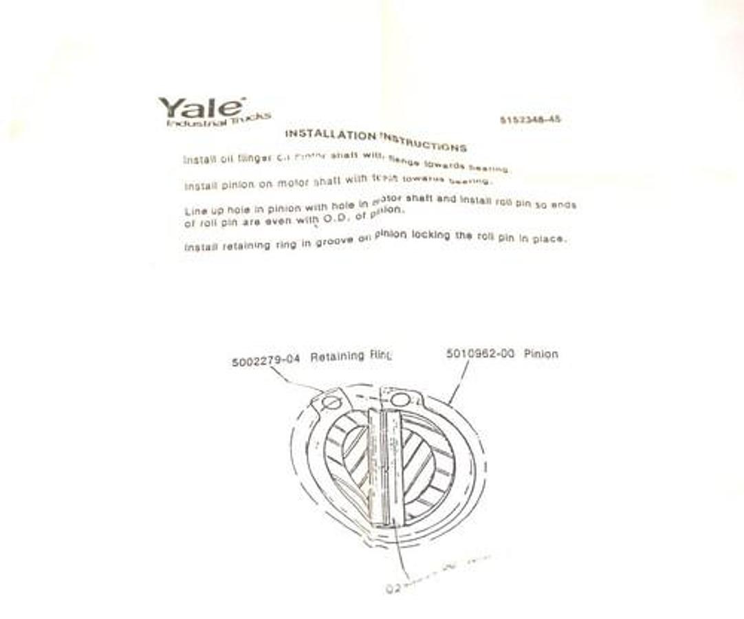 NEW YALE 501096200 MOTOR PINION