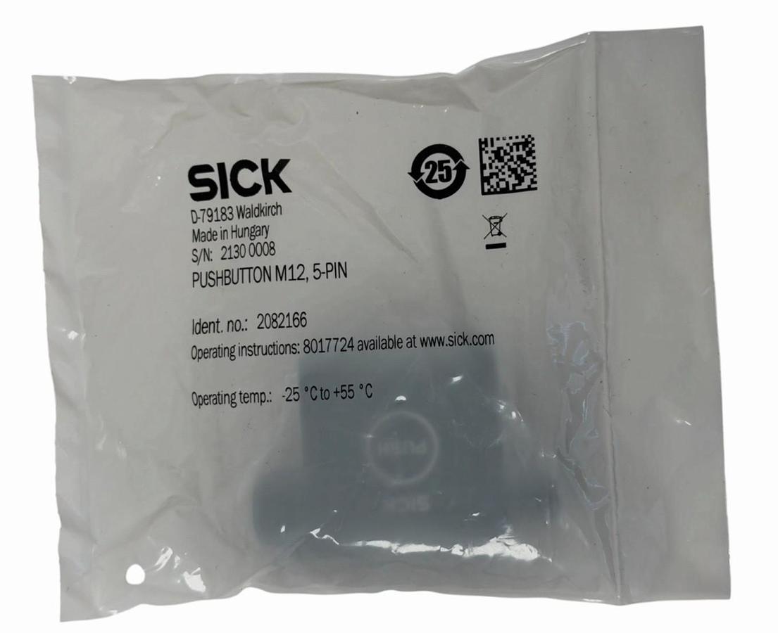 Used NEW SICK PUSHBUTTON M12, 5-PIN IDENT. NO: 2082166