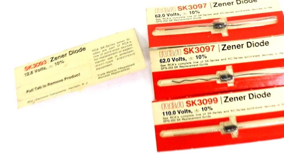 Used LOT OF 4 NEW RCA ZENER DIODES SK3099, SK3097, SK3093