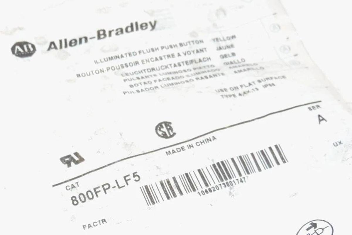 NEW ALLEN BRADLEY 800FP-LF5 ILLUMINATED YELLOW PUSH BUTTON SER A 800FPLF5