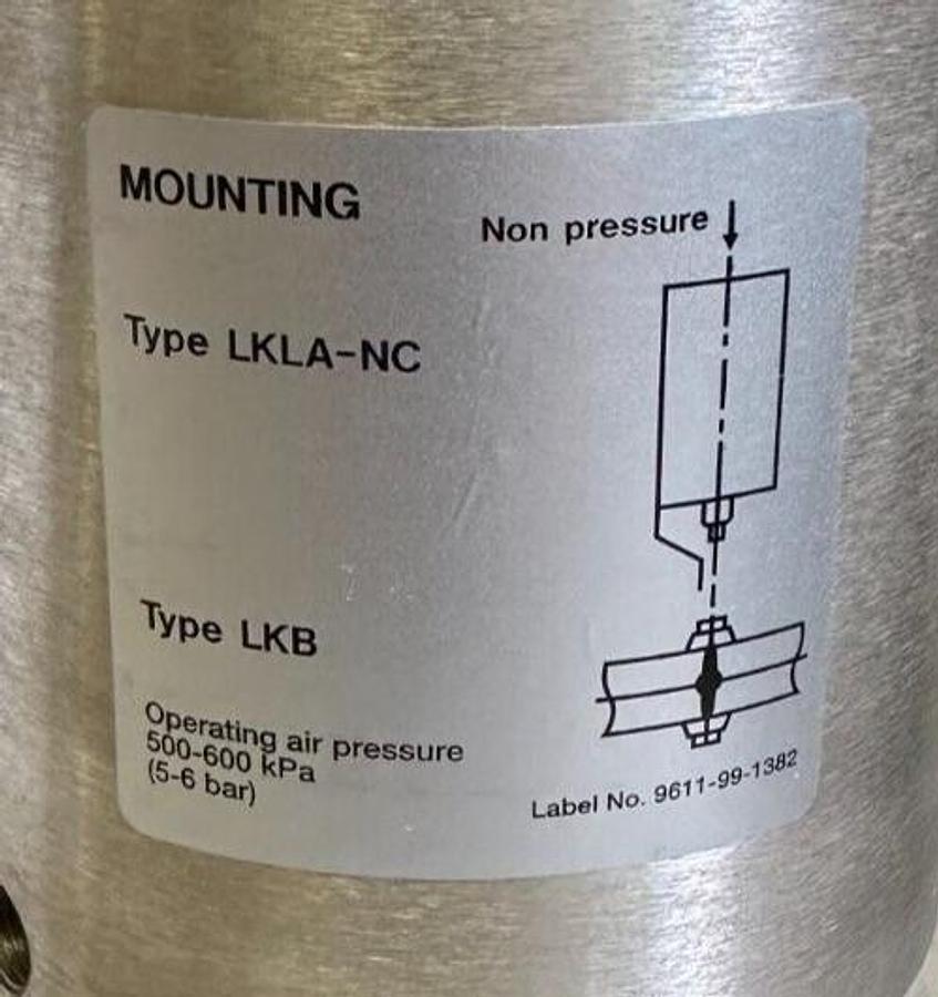 Used NEW ALFA LAVAL LKLA-NC / LKLANC TYPE LKB PNEUMATIC ACTUATOR 600kPa 9611416782