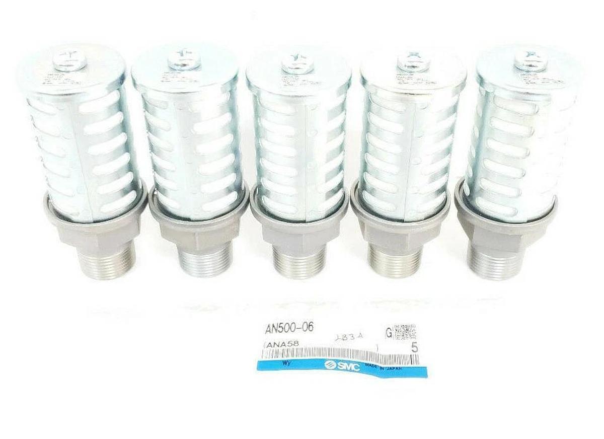 Used LOT OF 5 NEW SMC AN500-06 AN SILENCERS AN 3/4INCH STANDARD (PT)