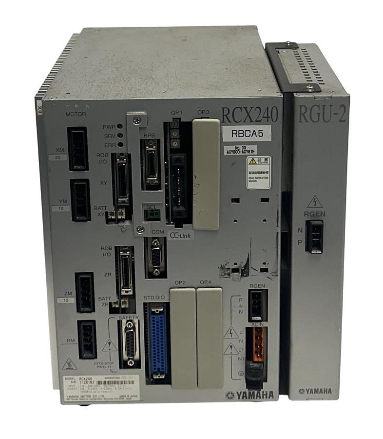 Used YAMAHA MOTOR RCX240 ROBOT CONTROLLER 4-AXIS 200-230V 12.5A W/ RGU-2 MODULE USNP