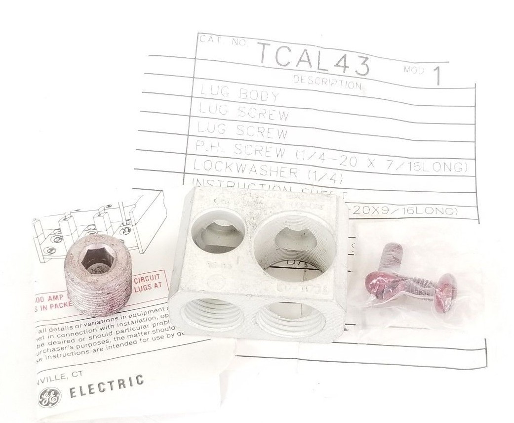 Used NEW GENERAL ELECTRIC TCAL43 CIRCUIT BREAKER LUG KIT *INCOMPLETE*