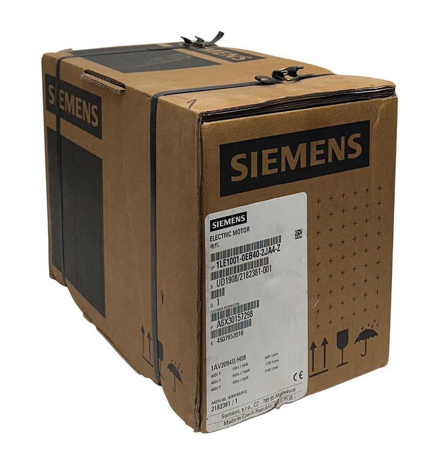 Used SIEMENS 1LE1001-0EB40-2JA4-Z / 1LE10010EB402JA4Z SIMOTICS MOTOR 1.75kW 460V NSFS