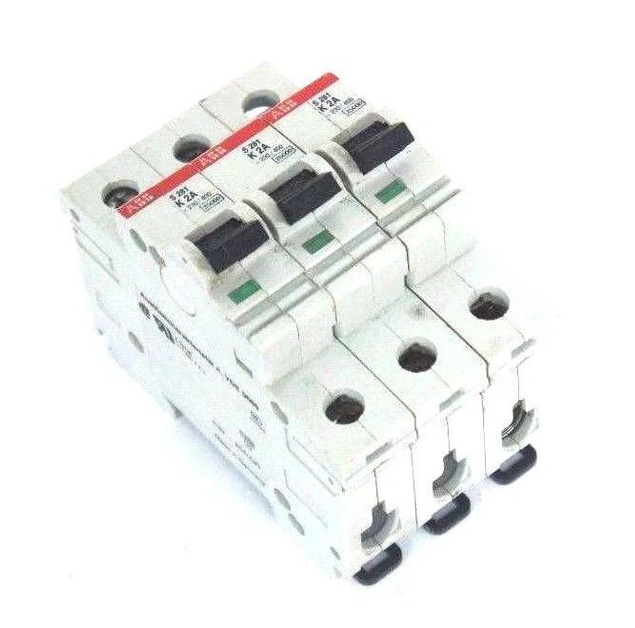 Used LOT OF 3 ABB S281-K2A CIRCUIT BREAKERS S-281-K-2A 2AMP 1POLE 230/400VAC K-CURVE