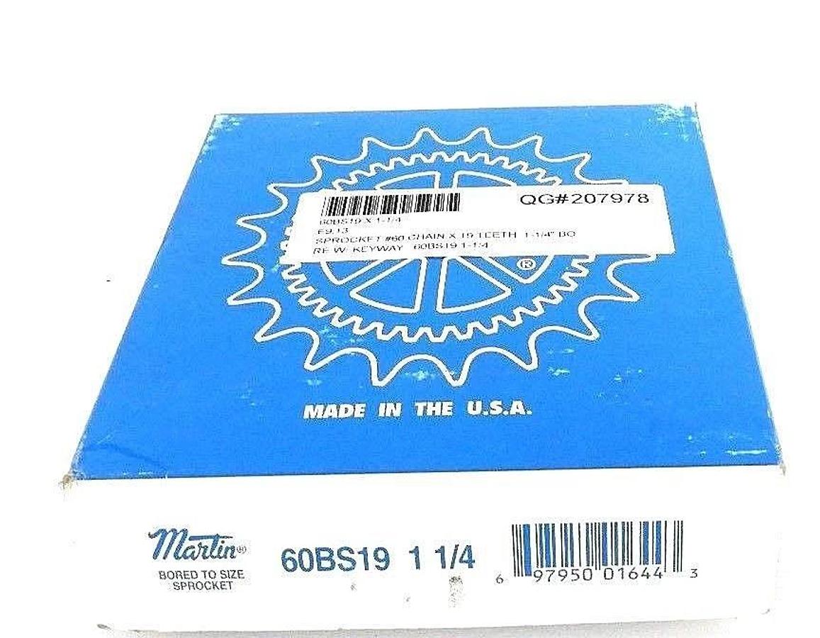 Used NIB MARTIN 60BS19-1-1/4 SPROCKET B HUB 19TEETH 1.25IN BORE 60BS19114