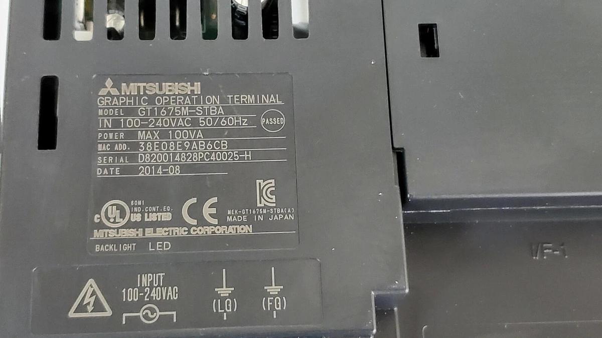 Used MITSUBISHI GT1675M-STBA OPERATOR INTERFACE 100-240VAC 50/60HZ 100VA