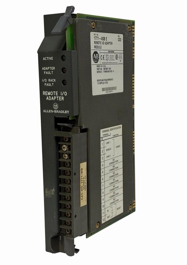 Used ALLEN BRADLEY 1771-ASB /E REV. C03 REMOTE I/O ADAPTER MODULE F/W REV: H
