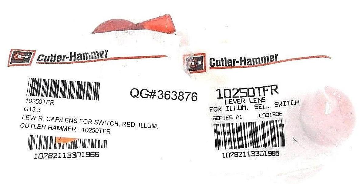 Used LOT OF 2 NEW CUTLER HAMMER 10250TFR RED ILLUMINATED LEVER LENS SER. A1