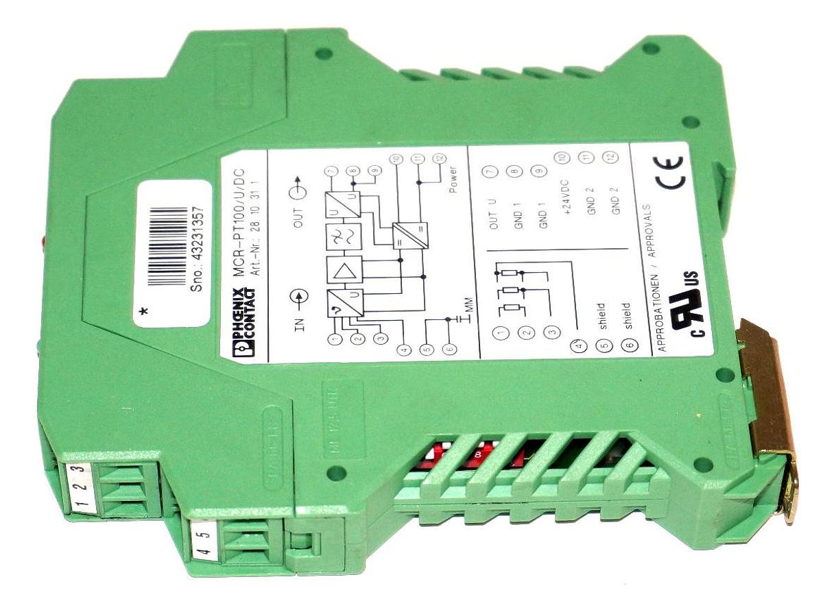 Used PHOENIX CONTACT MCR-PT100/U/DC TEMPERATURE TRANSDUCER ART. NO: 2810311