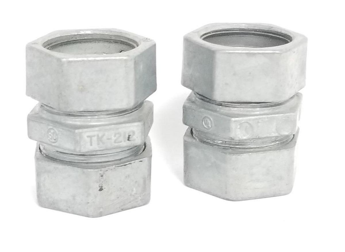 Used LOT OF 2 STEEL CITY TK-212 3/4" COMPRESSION CONDUIT COUPLINGS TK212