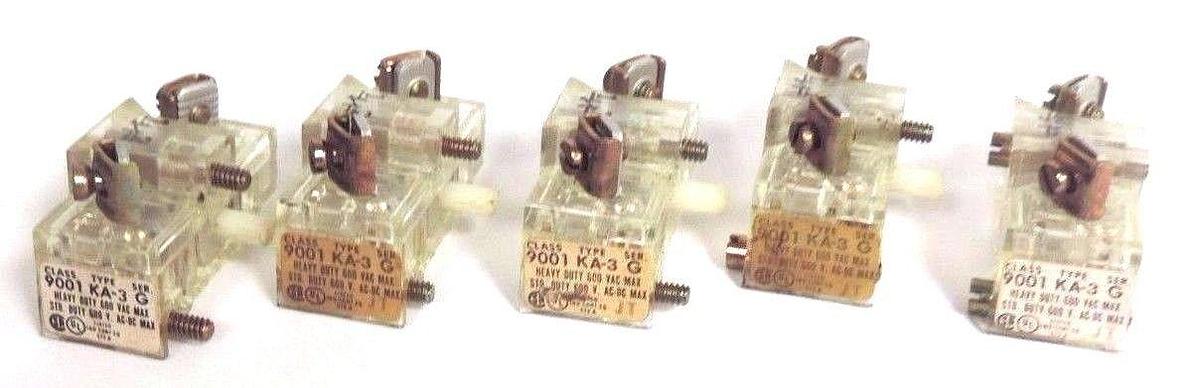 Used LOT OF 5 SQUARE D 9001-KA-3 CONTACT BLOCKS 9001KA3 SER. G