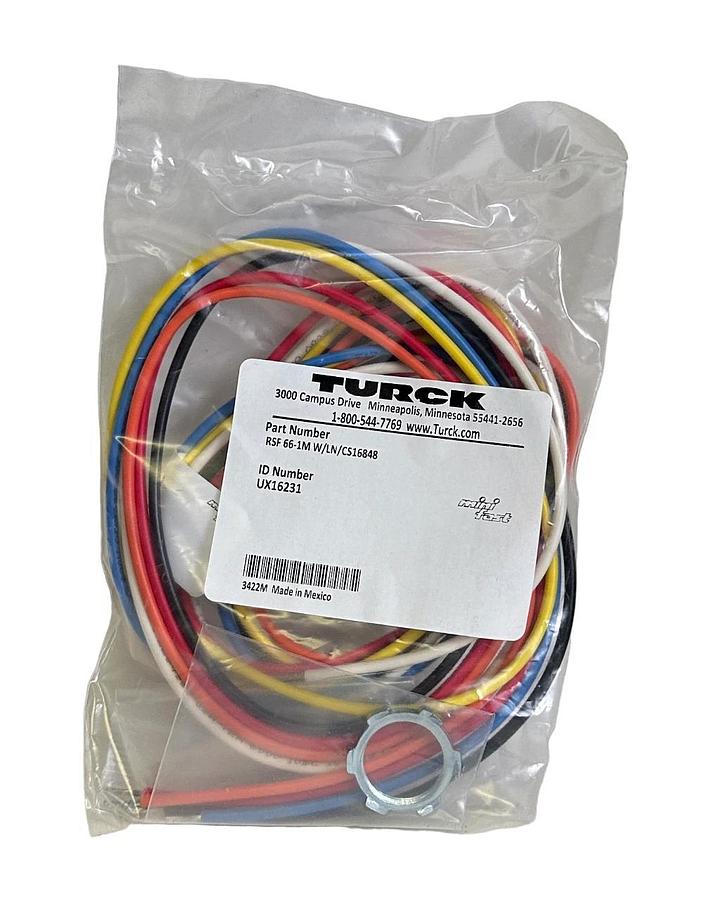 Used NEW TURCK RSF 66-1M W/LN/CS16848 / RSF661MWLNCS16848 PANEL RECEPTACLE UX16231