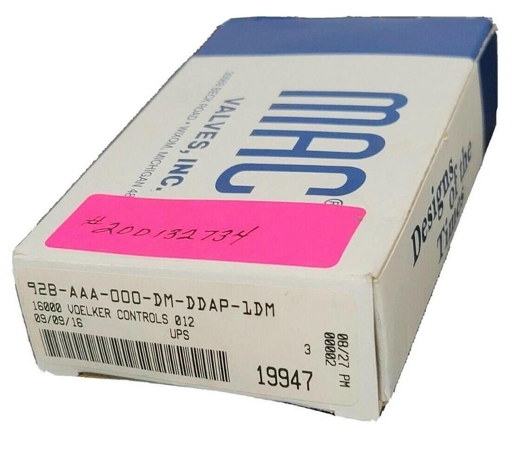 Used NIB MAC 92B-AAA-000-DM-DDAP-1DM SOLENOID VALVE 24VDC 5.4W