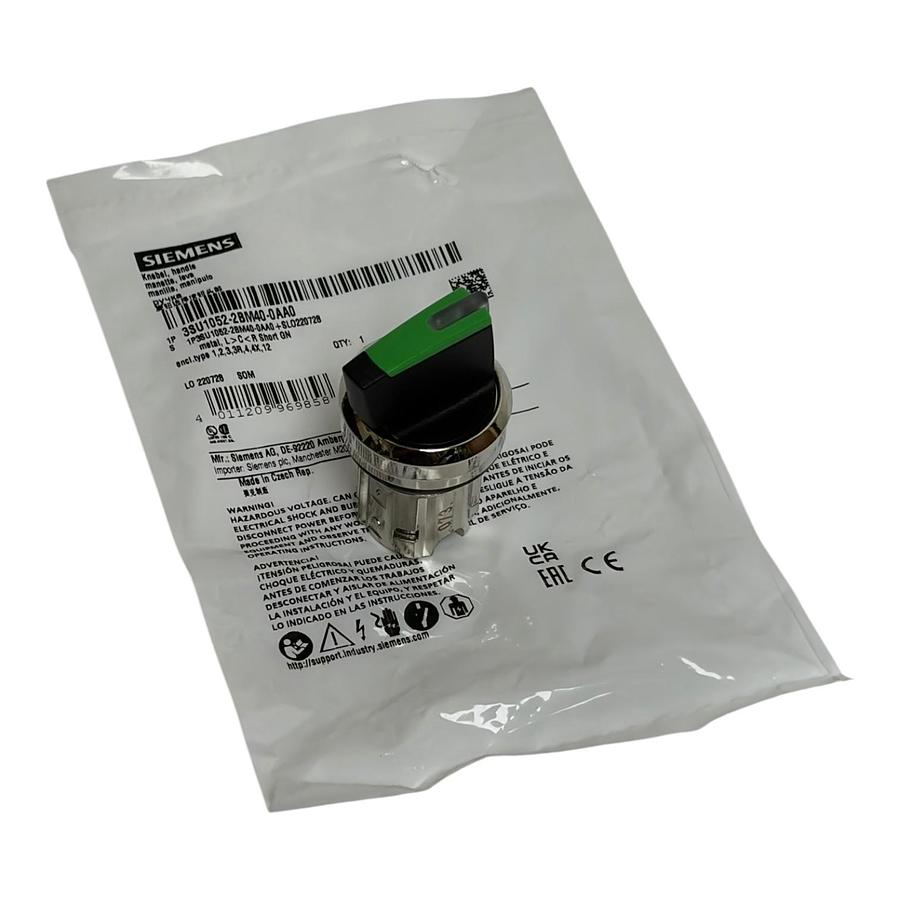 Used Siemens Sirius Act 3SU1052-2BM40-0AA0 Green Rotary Selector Switch 3-Position