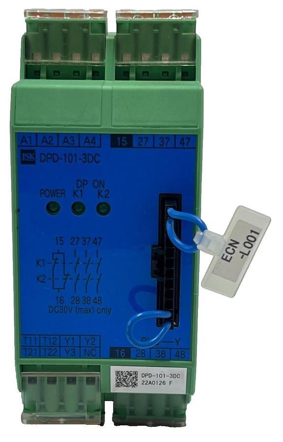 Used JSK DPD-101-3DC Dual Power Device Safety Relay Unit 24VDC Abnormal Stop Module