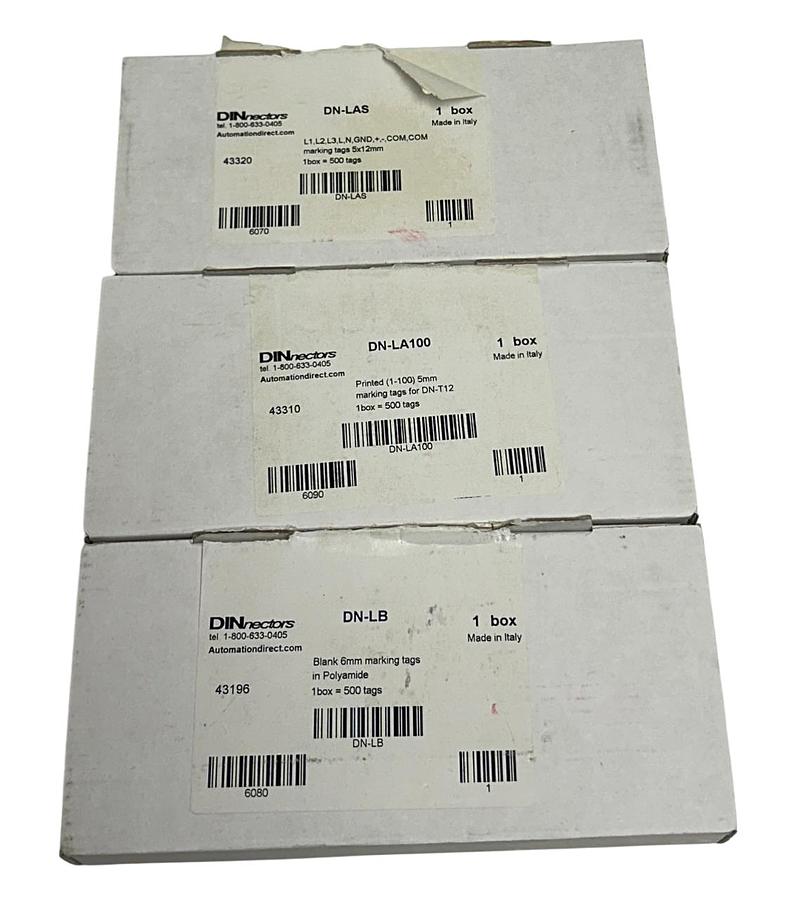 Used AUTOMATIONDIRECT DN-LAS / DN-LA100 / DN-LB BLANK AND PRINTED TAGS 1000+ NSMP