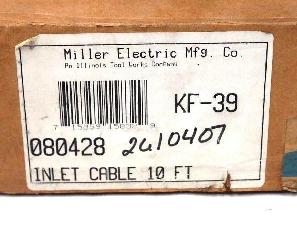 Used NIB MILLER ELECTRIC KF-39 OUTLET CABLE 11MI-080428 INLET CABLE 10FT