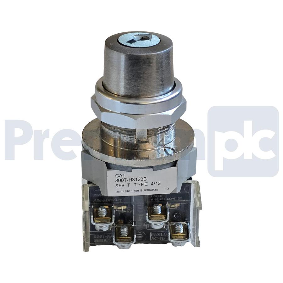 Used Allen-Bradley 800T-H3123B /T Selector Switch 30mm 2Pos Cyl. Lock 2 NO/2 NC NSNP