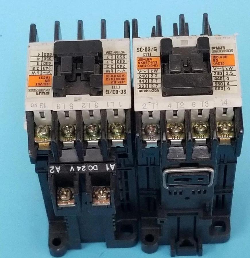 Used LOT OF 2 FUJI ELECTRIC SC-03/G CONTACTORS 11A, CAT NO 4GC0A, SC03G