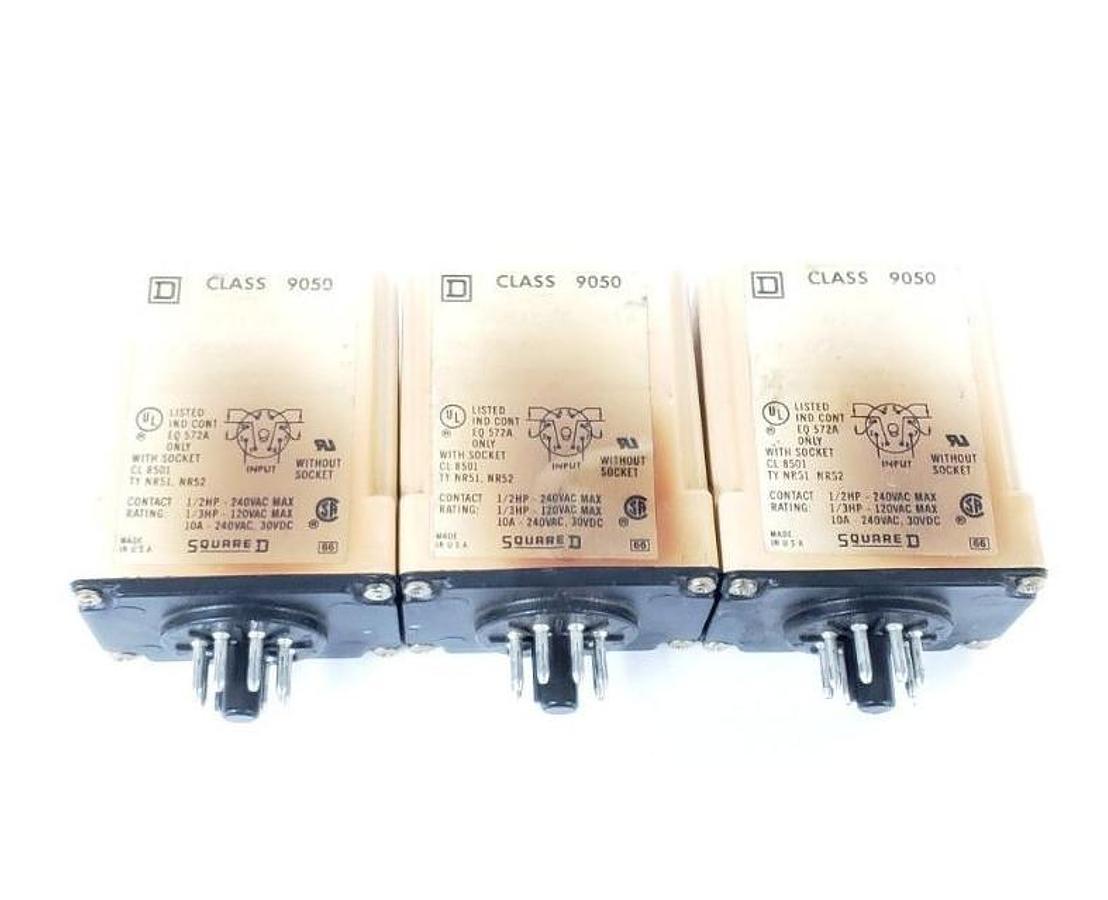 Used LOT OF 3 SQUARE D 9050-JCK1F30V14 TIMER RELAYS 240VAC 10A T-JCK 9050JCK1F30V14