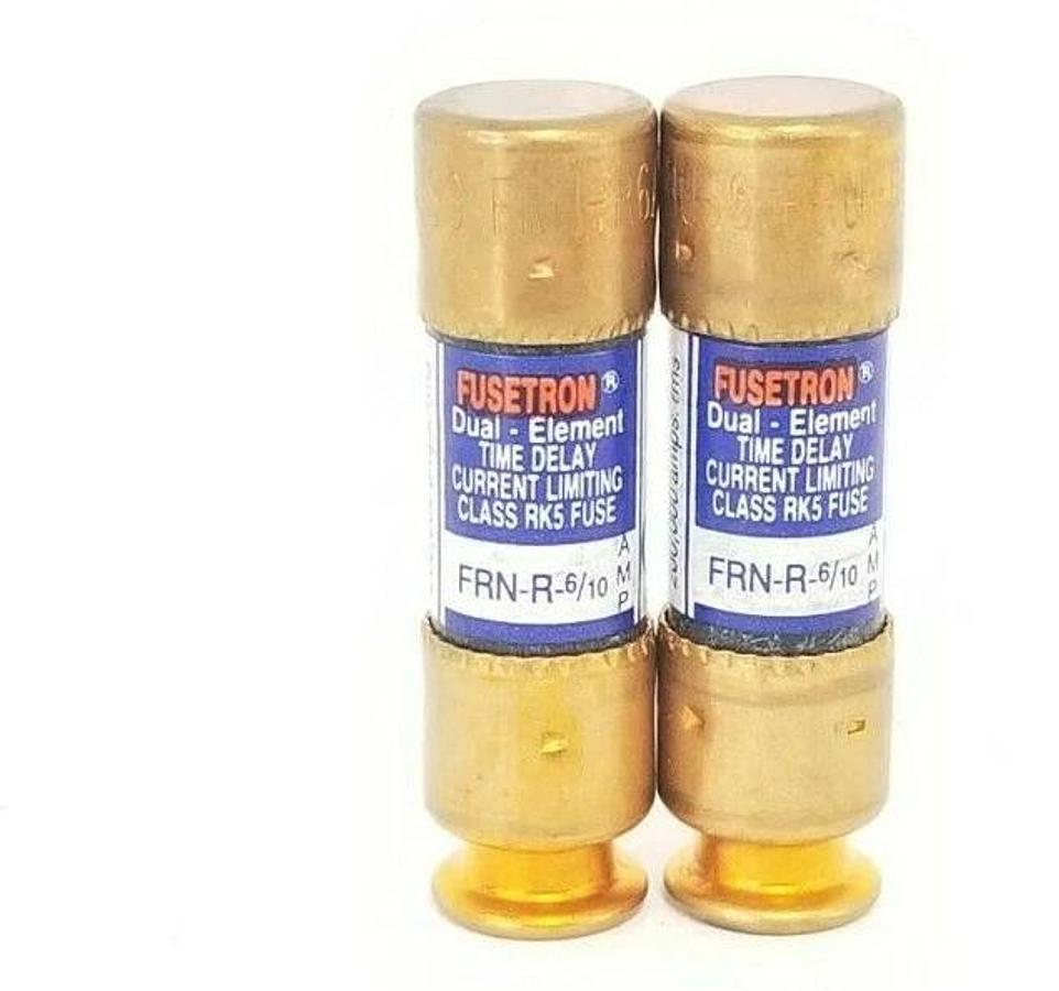 Used LOT OF 2 COOPER BUSSMANN FRN-R-6/10 FUSETRON DUEL-ELEMENT FUSES