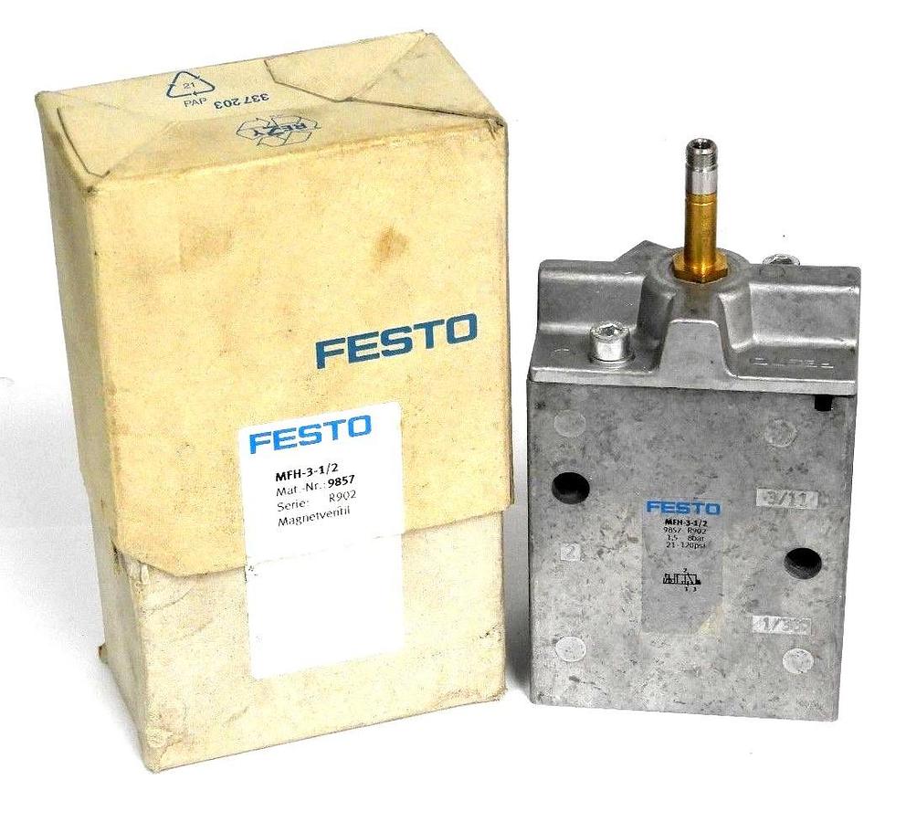 Used NIB FESTO MFH-3-1/2 SOLENOID VALVE 1,5 8BAR, 21-120PSI, MFH31/2