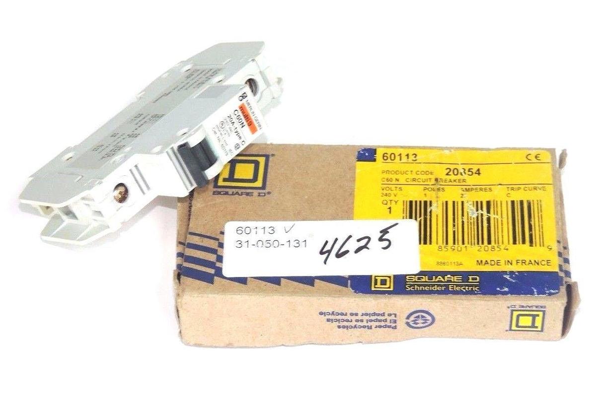 Used NIB MERLIN GERIN SQUARE D C60N 60113 CIRCUIT BREAKER 240V 1POLE 2AMP TYPE C