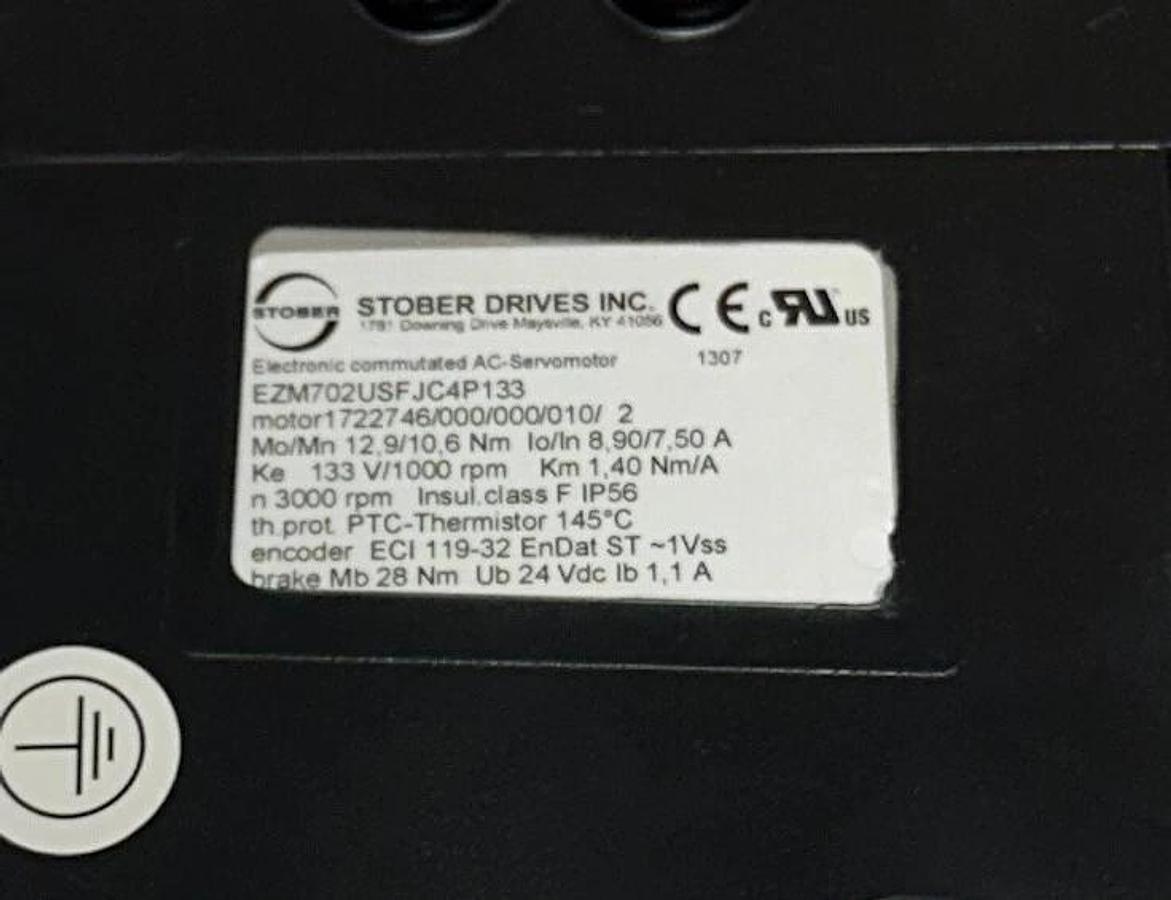 Used STOBER DRIVES EZM702USFJC4P133 / 1722746/000/000/010/2 AC SERVO MOTOR 133V USNP
