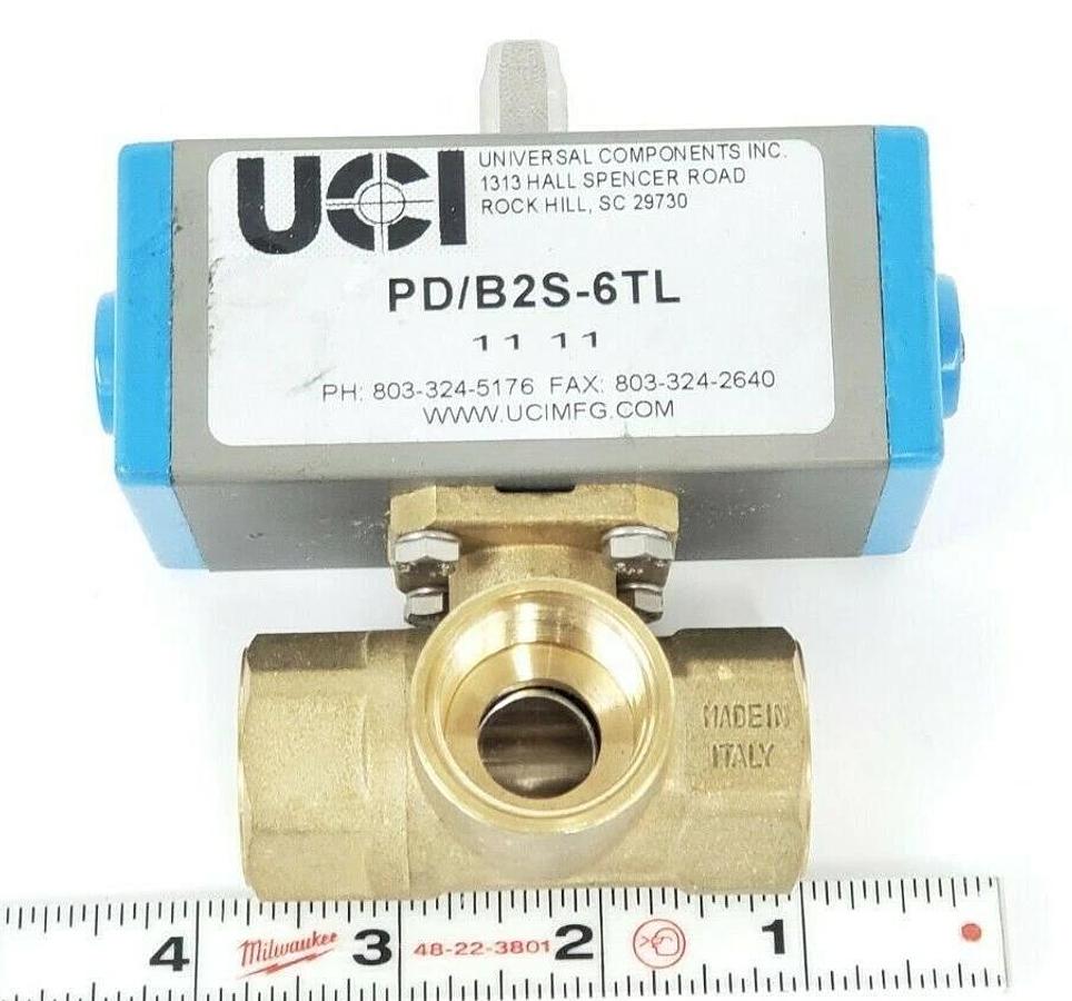 Used UNIVERSAL COMPONENTS INC. PD/B2S-6TL BRASS ACTUATED VALVE 3/4''
