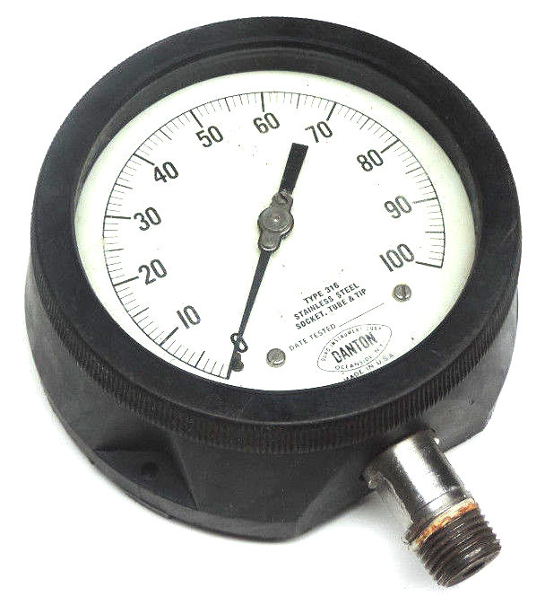 Used DANTON TYPE 316 STAINLESS STEEL SOCKET TUBE & TIP GAUGE 0-100PSI